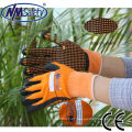 NMSAFETY guantes con puntos de nitrilo a granel trabajan la construcción